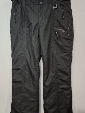 Ocean & Earth Black Insulated Snow Pants Womens LG Quilted Bird Print Lining